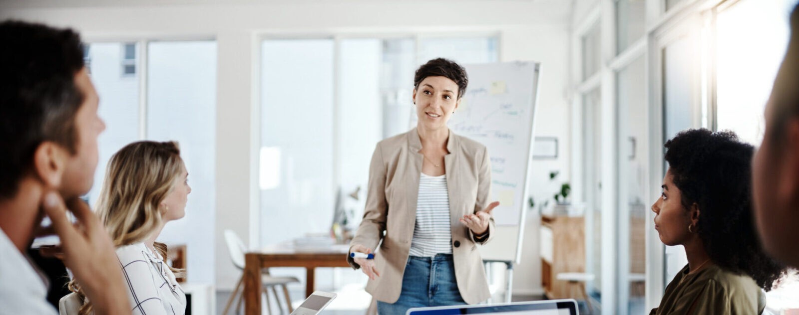 Young businesswoman giving a presentation